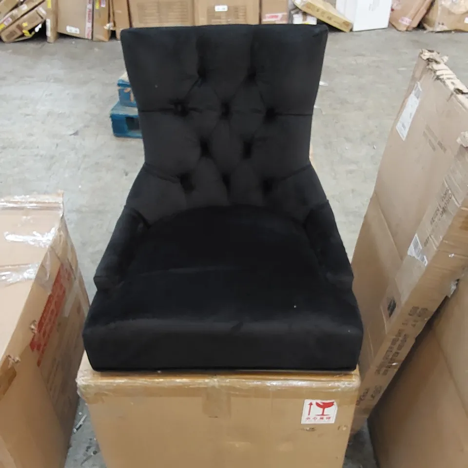 BOXED VERONA DINING CHAIR IN BLACK VELVET WITH CHROME KNOCKER - SET OF 2