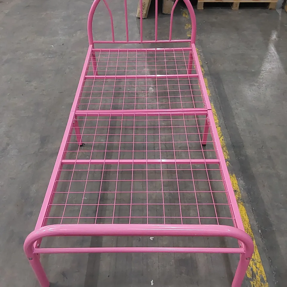 DESIGNER 3FT SINGLE METAL PINK BED FRAME  