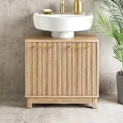 BOXED LOTUS PANNELLED UNDER SINK BATHROOM CABINET - OAK (1 BOX)