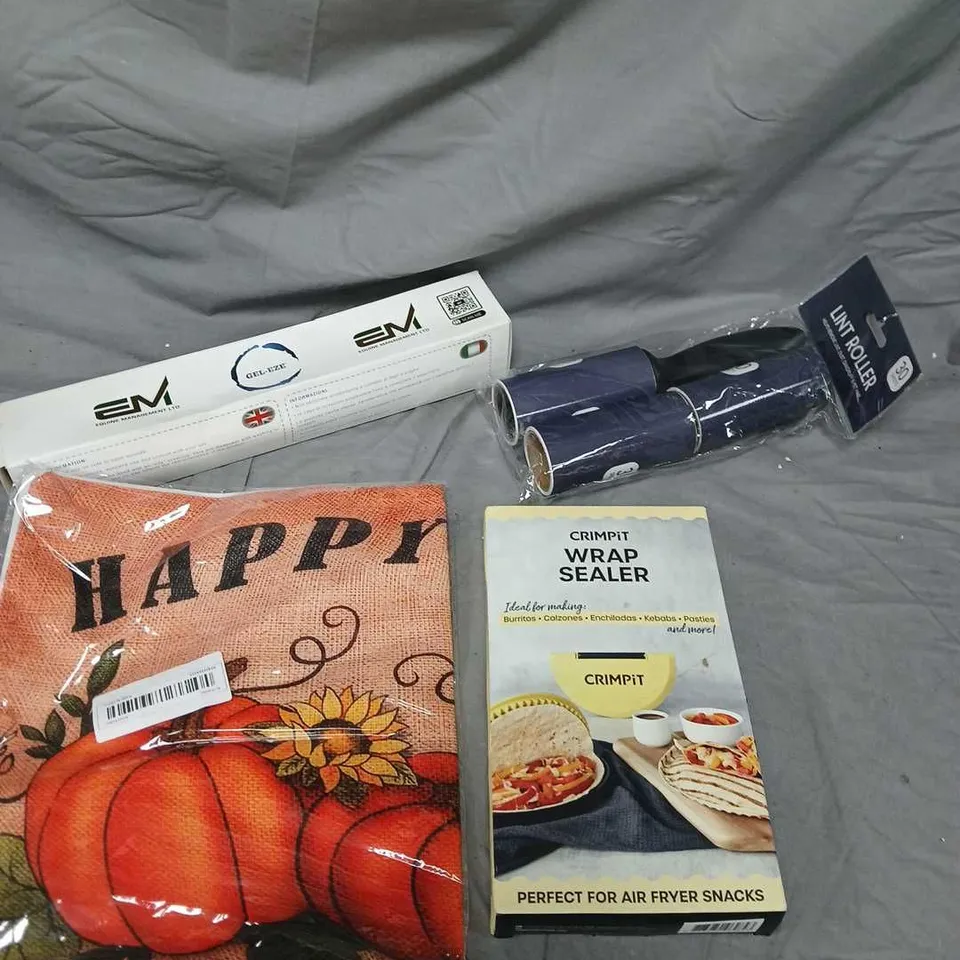 APPROXIMATELY 20 ASSORTED HOUSEHOLD PRODUCTS TO INCLUDE HALLOWEEN DECOR, CRIMPIT, LINT ROLLER ETC 