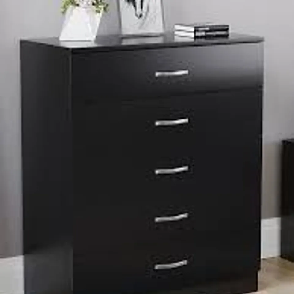 VIDA DESIGNS RIANO 5 DRAWER COMPACT CHEST - BLACK - COLLECTION ONLY