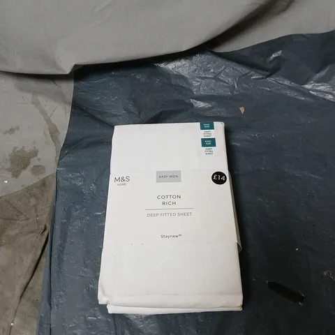 M&S HOME COTTON RICH DEEP FITTED SHEET – KING SIZE, WHITE