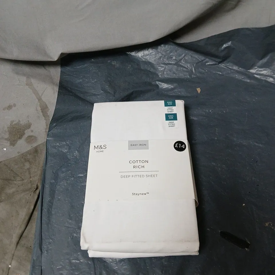 M&S HOME COTTON RICH DEEP FITTED SHEET – KING SIZE, WHITE