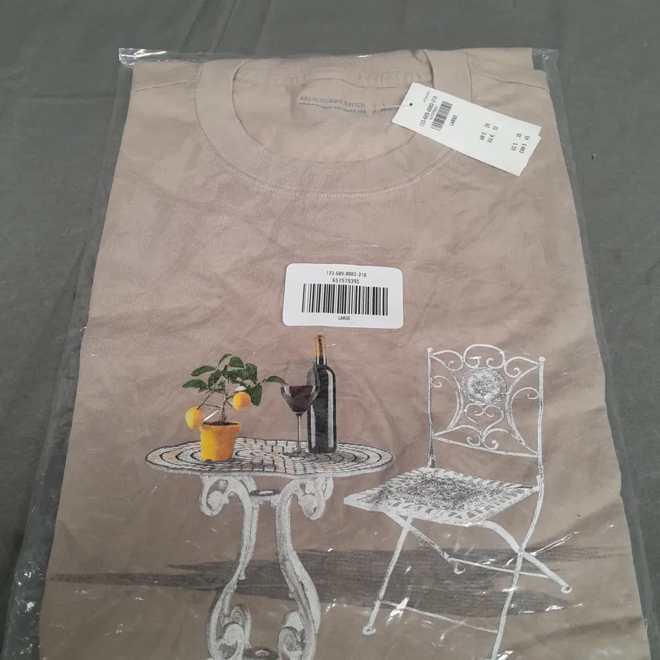 ABERCROMBIE & FITCH GRAPHIC T-SHIRT IN BEIGE - LARGE