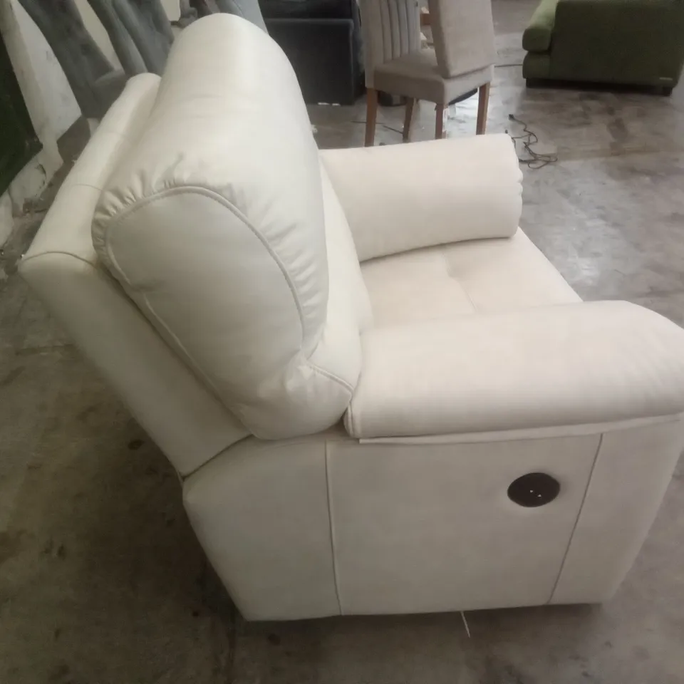 DESIGNER G PLAN MADE STRATFORD ELECTRIC RECLINER CHAIR - REGENT CHALK LEATHER 