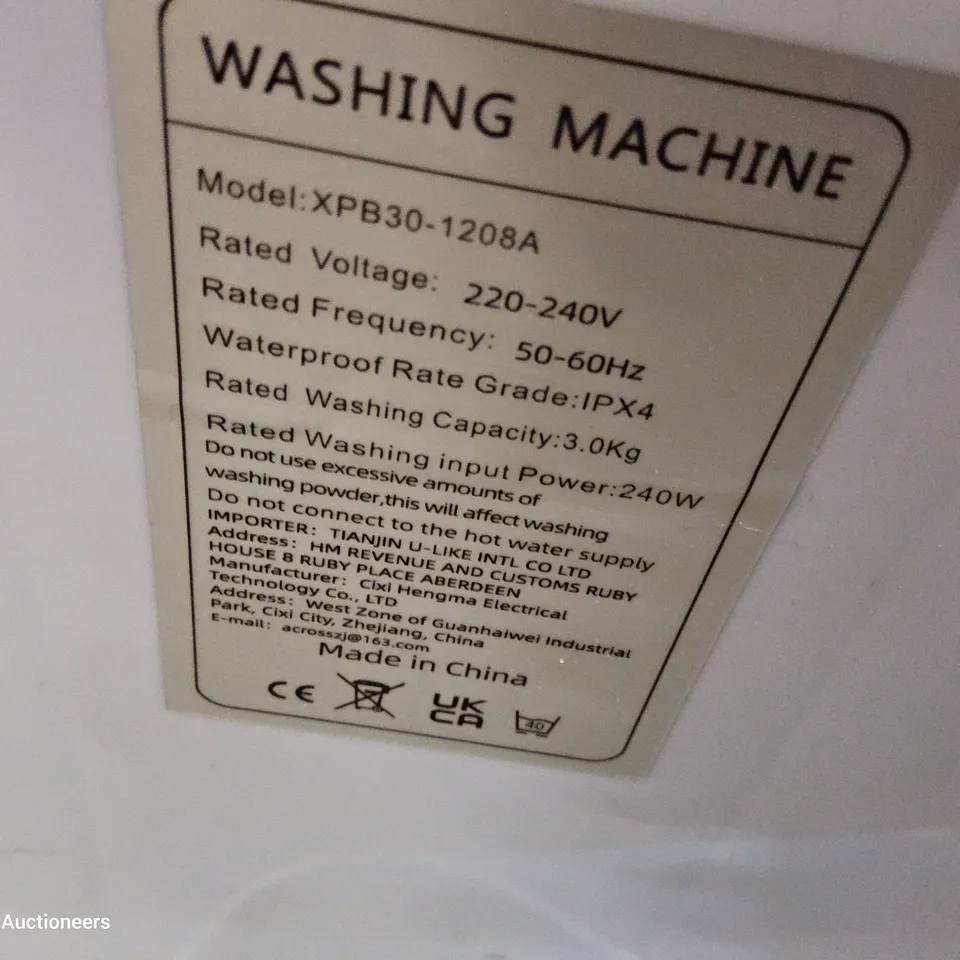 PORTABLE WASHING MACHINE Model XPB30-1208A