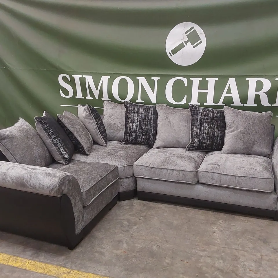 LANA FABRIC AND FAUX LEATHER LEFT HAND CORNER GROUP SOFA RRP £1109