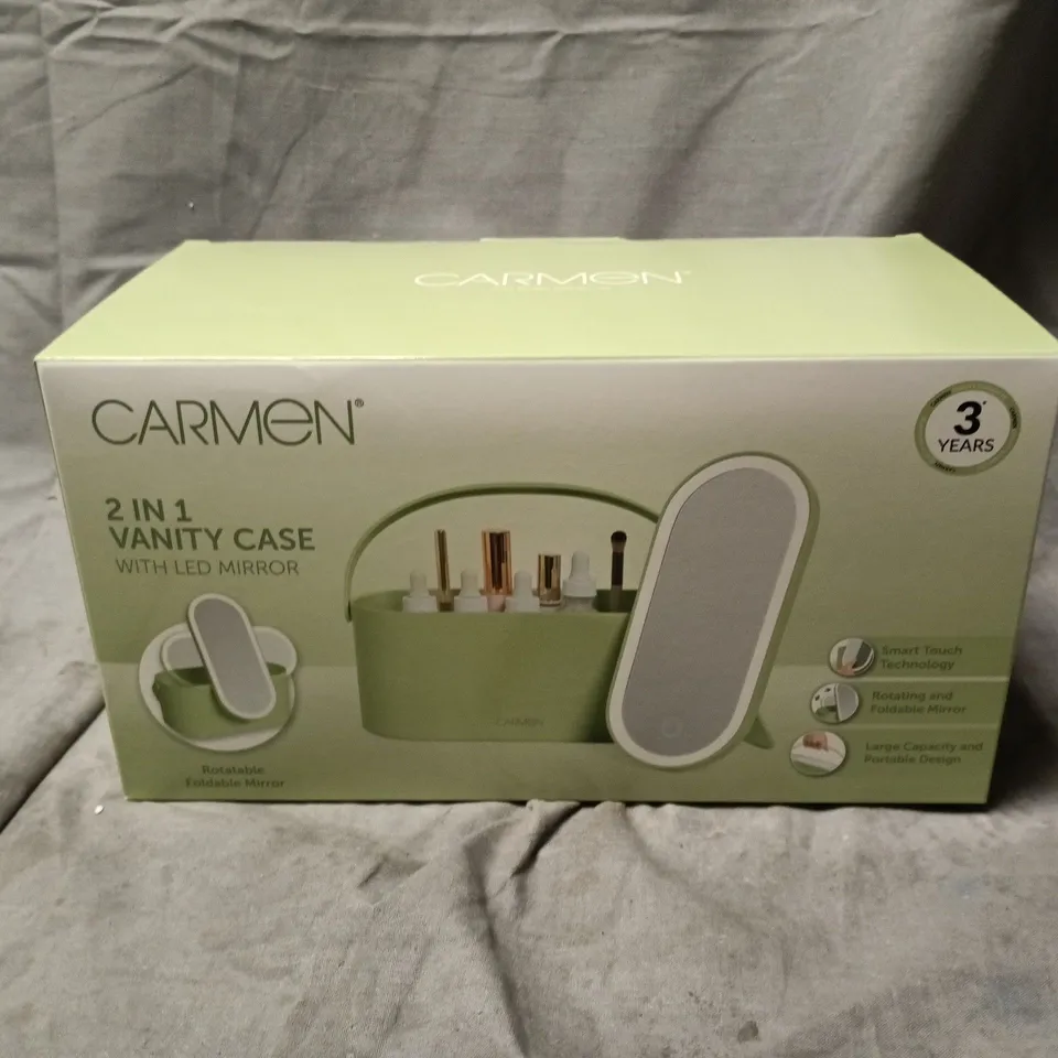 BOXED AND SEALED CARMEN 2 IN 1 VANITY CASE WITH LED MIRROR
