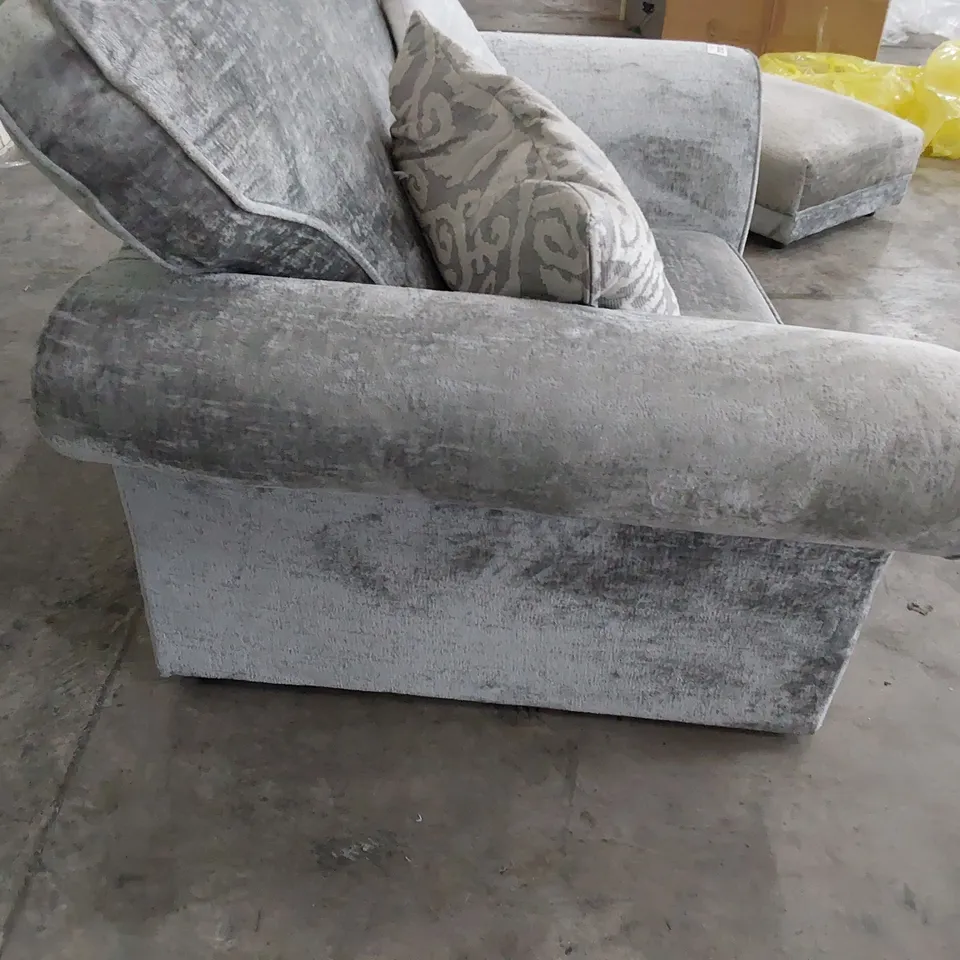 DESIGNER SNUGGLER CHAIR SILVER FABRIC 