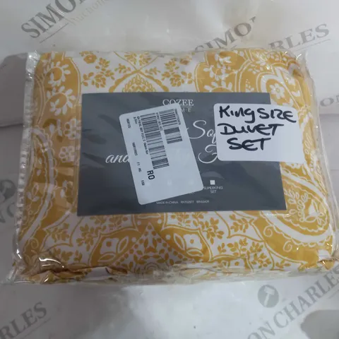 COZEE HOME PAISLEY SUPERSOFT BABY FLEECE 3 PIECE DUVET SET OCHRE KING