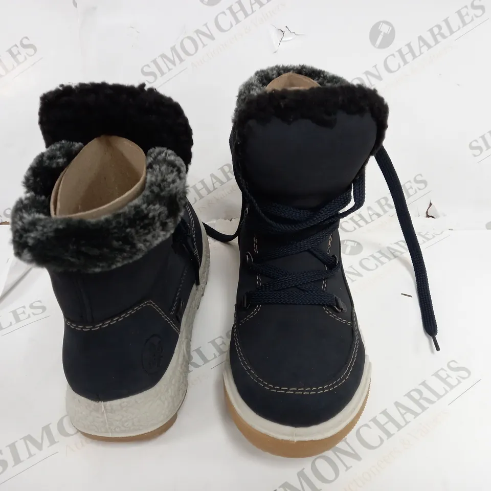 BOXED PAIR OF RIEKER BLUE BOOTS SIZE 3.5