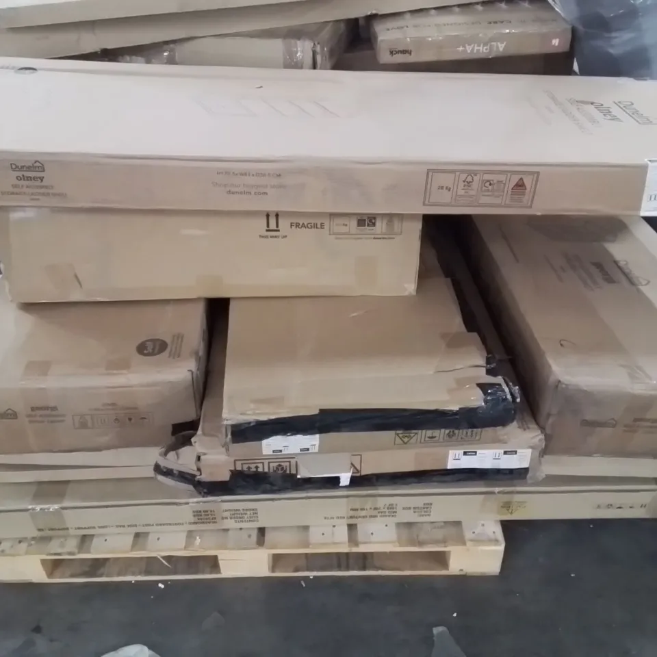 PALLET CONTAINING VARIOUS ASSORTED INCOMPLETE FURNITURE PARTS AND OTHER HOUSEHOLD ITEMS