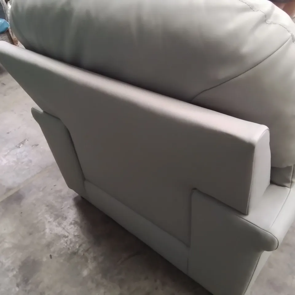 DESIGNER EASY CHAIR LIGHT GREY FAUX LEATHER 