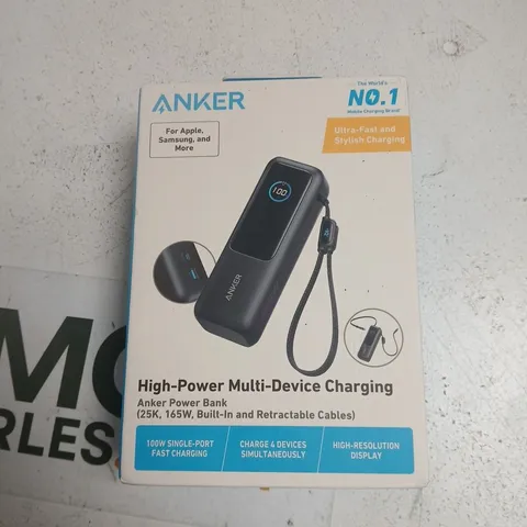 ANKER HIGH-POWER MULTI-DEVICE CHARGING POWER BANK (165W, BUILT-IN AND RETRACTABLE CABLES)