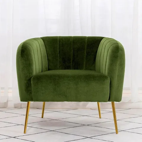 BOXED HAYLER 75CM WIDE TUFTED VELVET TUB CHAIR - VINE GREEN
