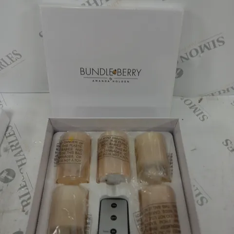 BOXED BUNDLEBERRY GOLD FLAME CANDLE SET