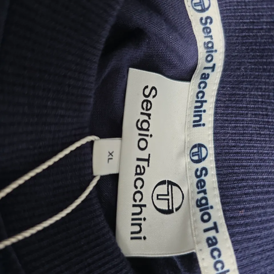 SERGIO TACCHINI NAVY BLUE TRACK TOP WITH YELLOW CHEST STRIPE – MEN'S XL
