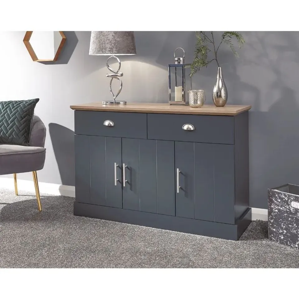 BOXED BRIELLE 117cm SIDEBOARD - SLATE BLUE (2 BOXES)