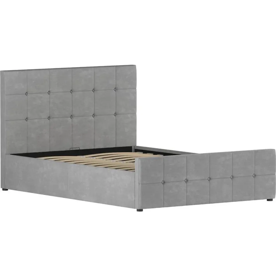 BOXED VIDA DESIGNS VALENTINA 4FT6 DOUBLE OTTOMAN BED - LIGHT GREY VELVET (2 BOXES)