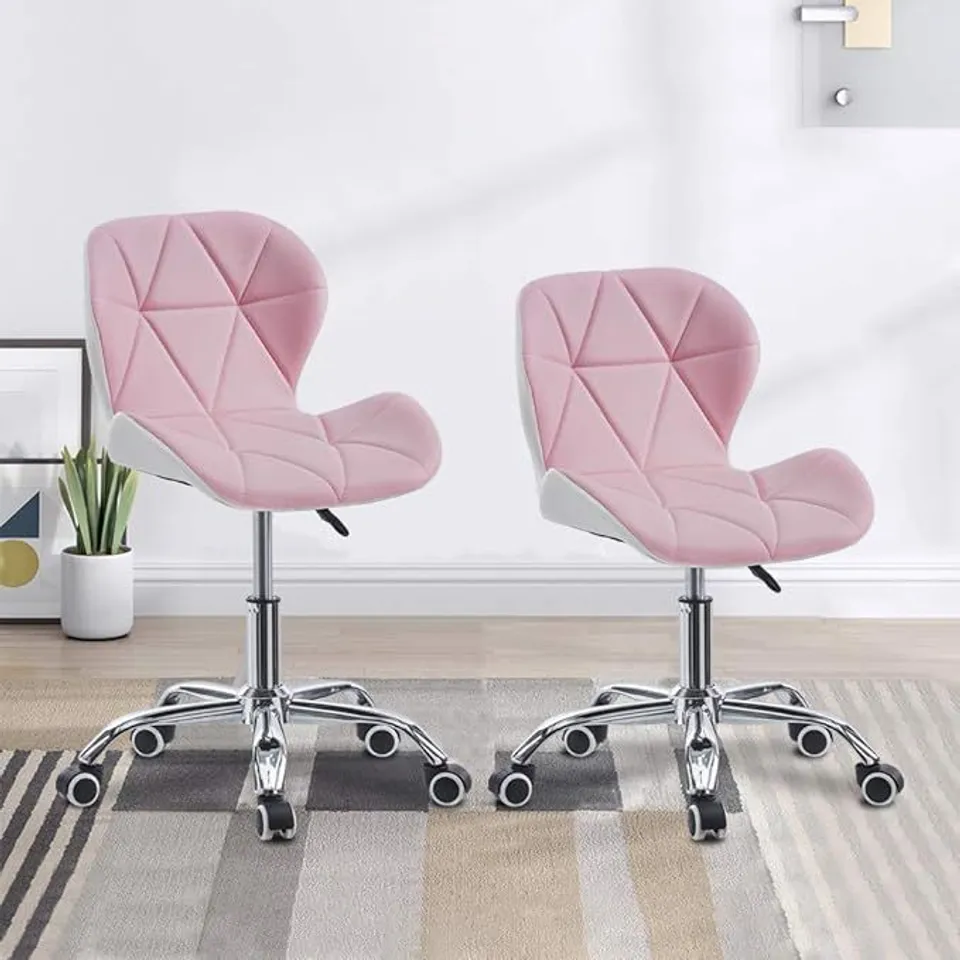 BOXED LUELLA OFFICE SWIVEL CHAIR - PINK/WHITE (1 BOX)