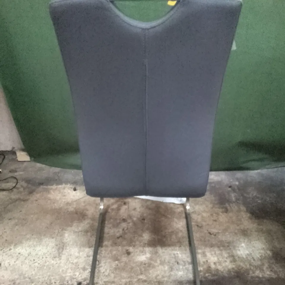DARK GREY LEATHER DINING CHAIR