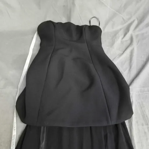 CLUB L LONDON BLACK HIGH-NECK MAXI DRESS WITH SHEER CAPE – UK 8