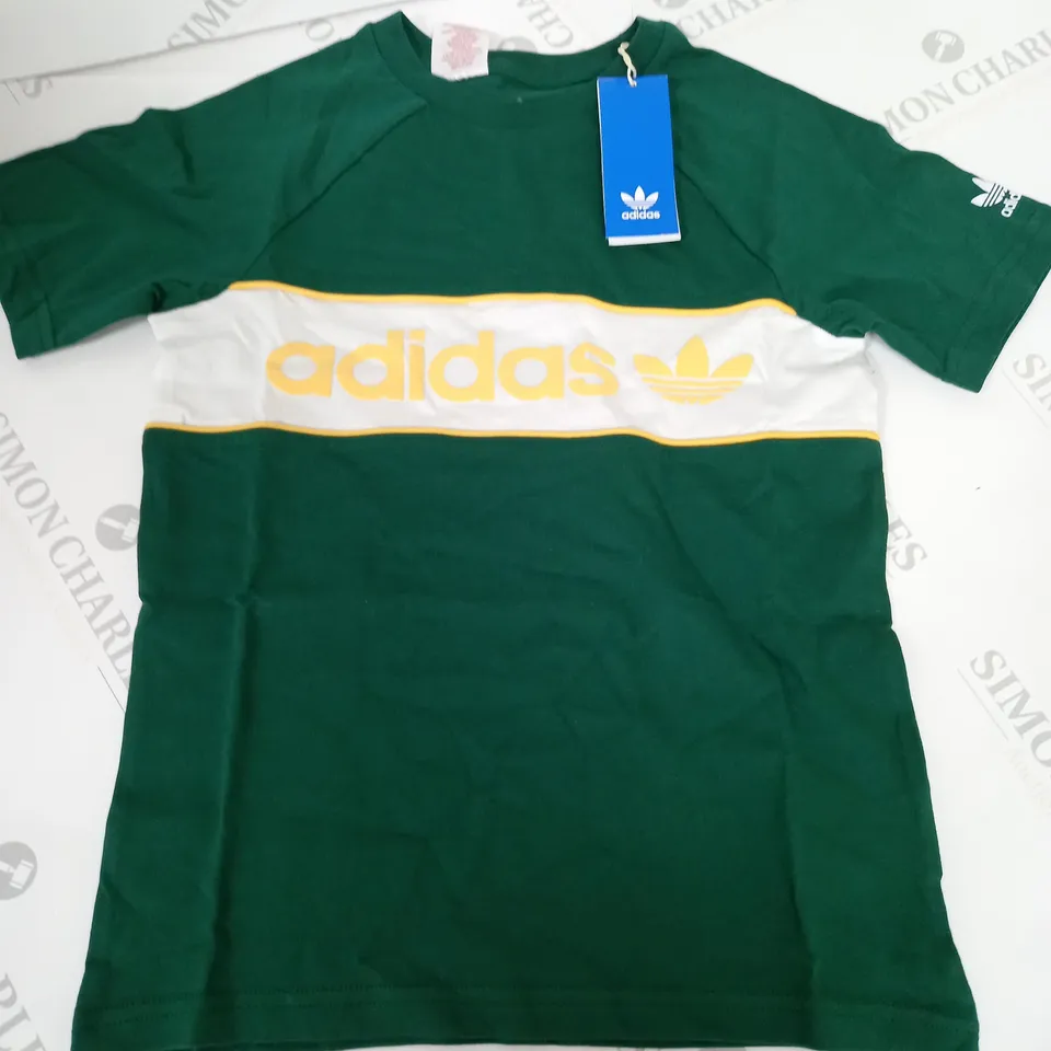 ADIDAS KIDS GREEN T-SHIRT - 9/10 YRS