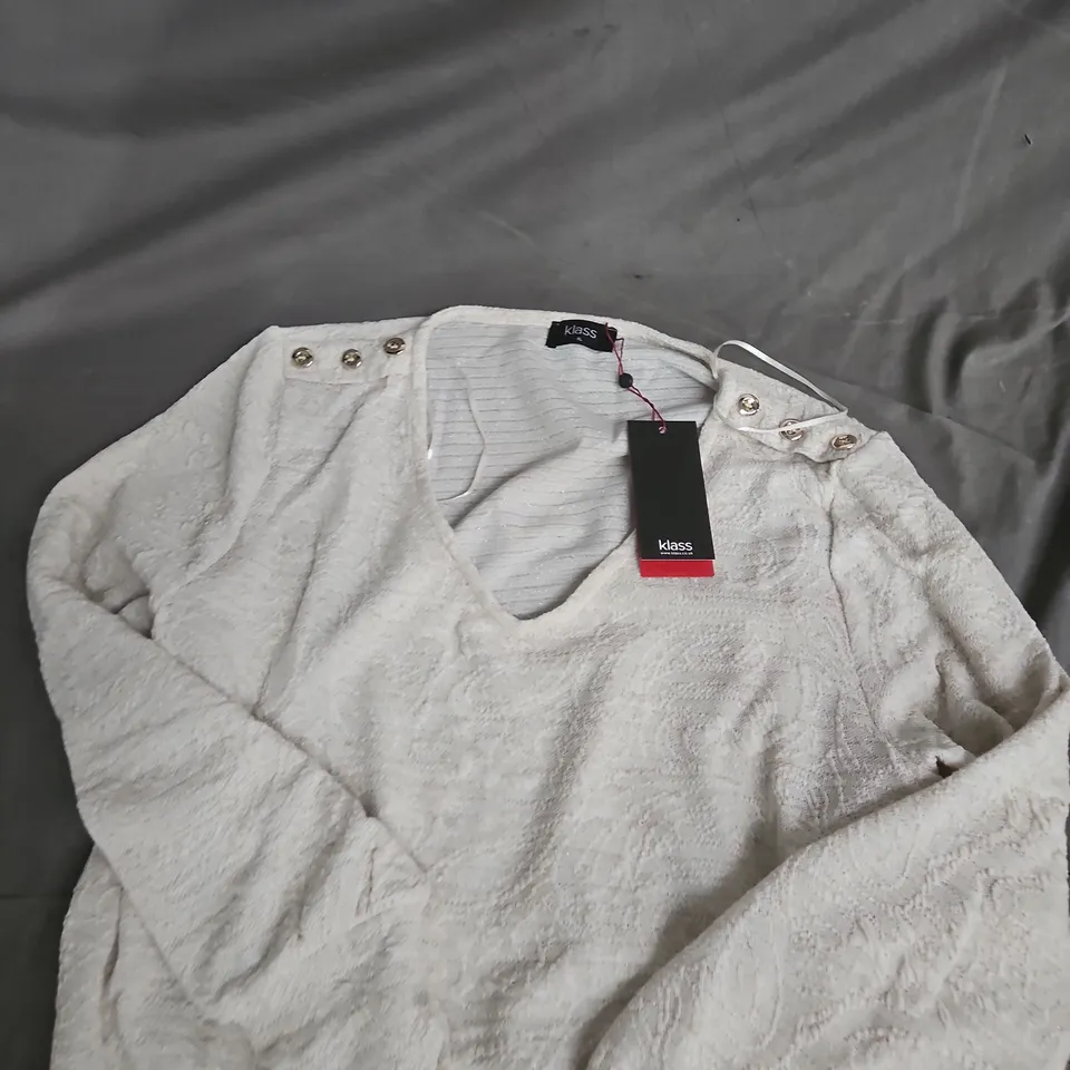KLASS WOMEN'S WHITE TEXTURED KNIT TOP – SIZE XL 