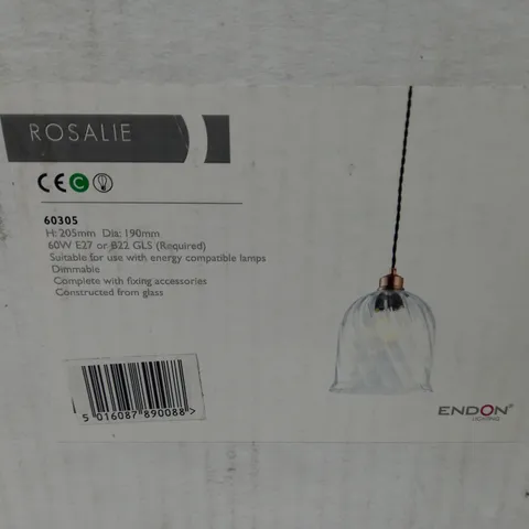 BOXED ENDON LIGHTING ROSALIE 19CM GLASS BELL PENDANT SHADE