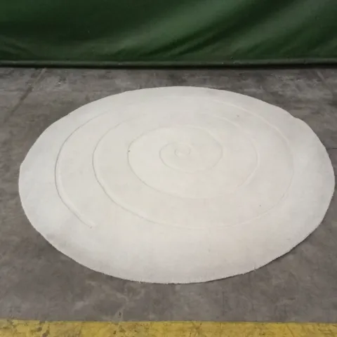 THINK RUGS SPIRAL HAND TUFTED ROUND AREA RUG - IVORY // DIA: 180cm