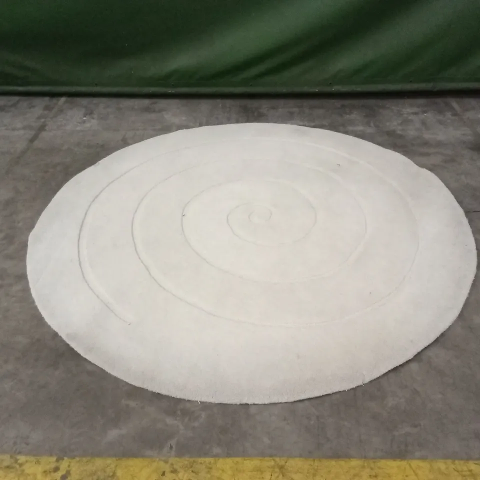 THINK RUGS SPIRAL HAND TUFTED ROUND AREA RUG - IVORY // DIA: 180cm