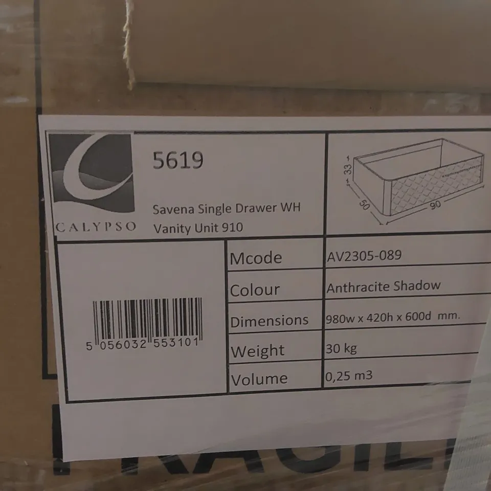 PALLET CONTAINING A LARGE QUANTITY OF ASSORTED BATHROOM FURNITURE PARTS INCLUDING: SAVENA SINGLE DRAWER VANITY BASES