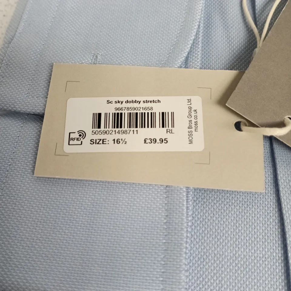 MOSS BROS SKY DOBBY STRETCH SHIRT – LIGHT BLUE, UK 16 1/2