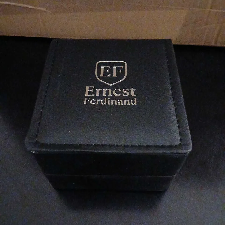 ERNEST FERDINAND EF WRISTWATCH – ROSE GOLD-TONE, BROWN LEATHER STRAP