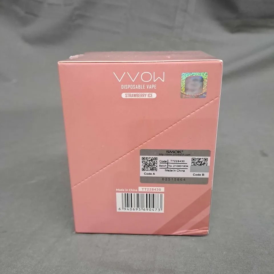 SEALED SMOK VVOW DISPOSABLE VAPES 600 PUFF STRAWBERRY ICE - 10 PACK