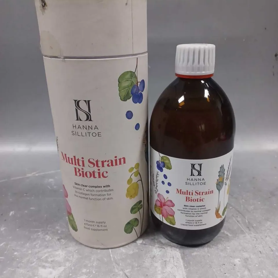 BOXED HANNA SILITOE MULTI STRAIN BIOTIC FOOD SUPPLEMENT FOR SKIN 475ML