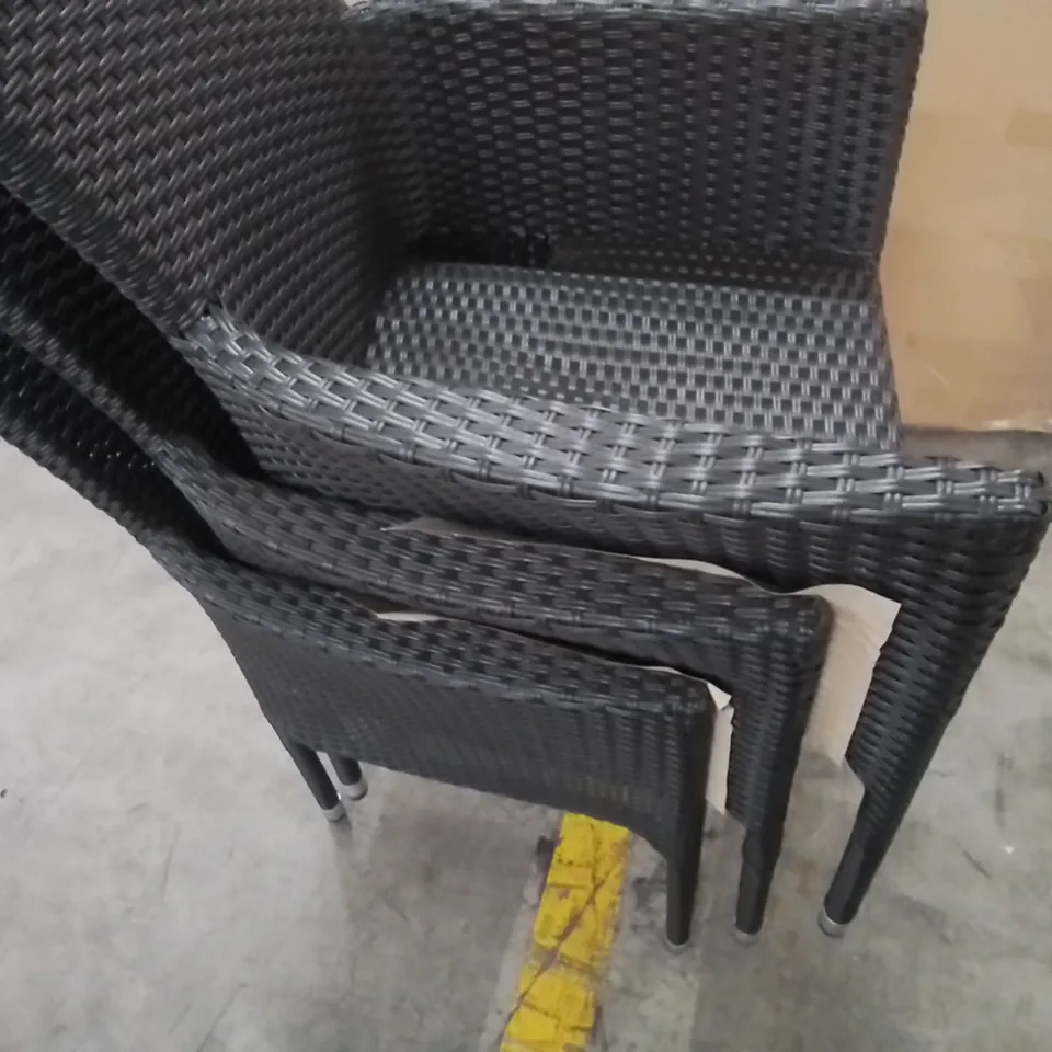 3 X APOLLA STACKING PATIO DINING ARMCHAIRS