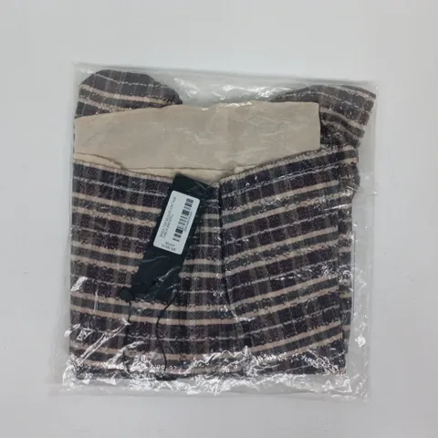 BAGGED MOTEL ERICA TOP SEQUIN VINTAGE CHECK BROWN SIZE LARGE