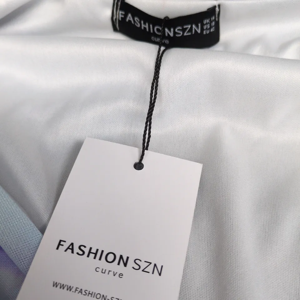 FASHION SZN CURVE LADIES' DRESS – LIGHT BLUE FLORAL PRINT SIZE 14