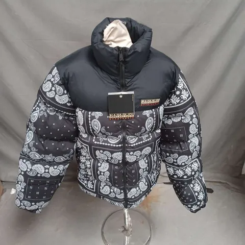 NAPAPIJRI A-HOLIDAY FW23 PUFFER JACKET IN BLACK MULTI SIZE L