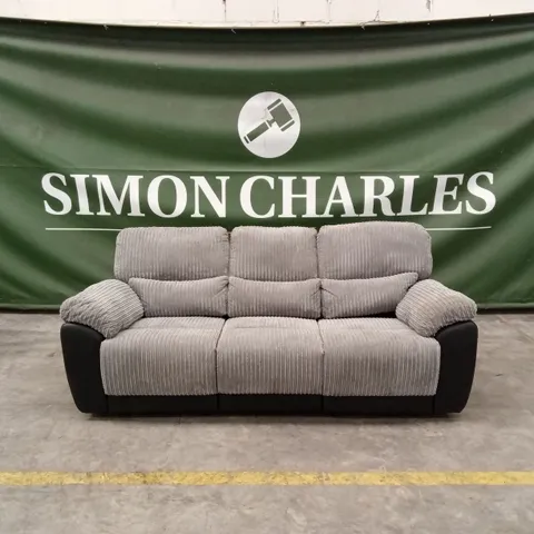 SIENNA FABRIC/FAUX LEATHER HIGH BACK 3 SEATER RECLINER SOFA