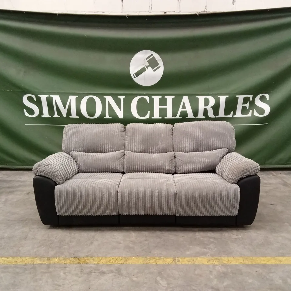 SIENNA FABRIC/FAUX LEATHER HIGH BACK 3 SEATER RECLINER SOFA RRP £849