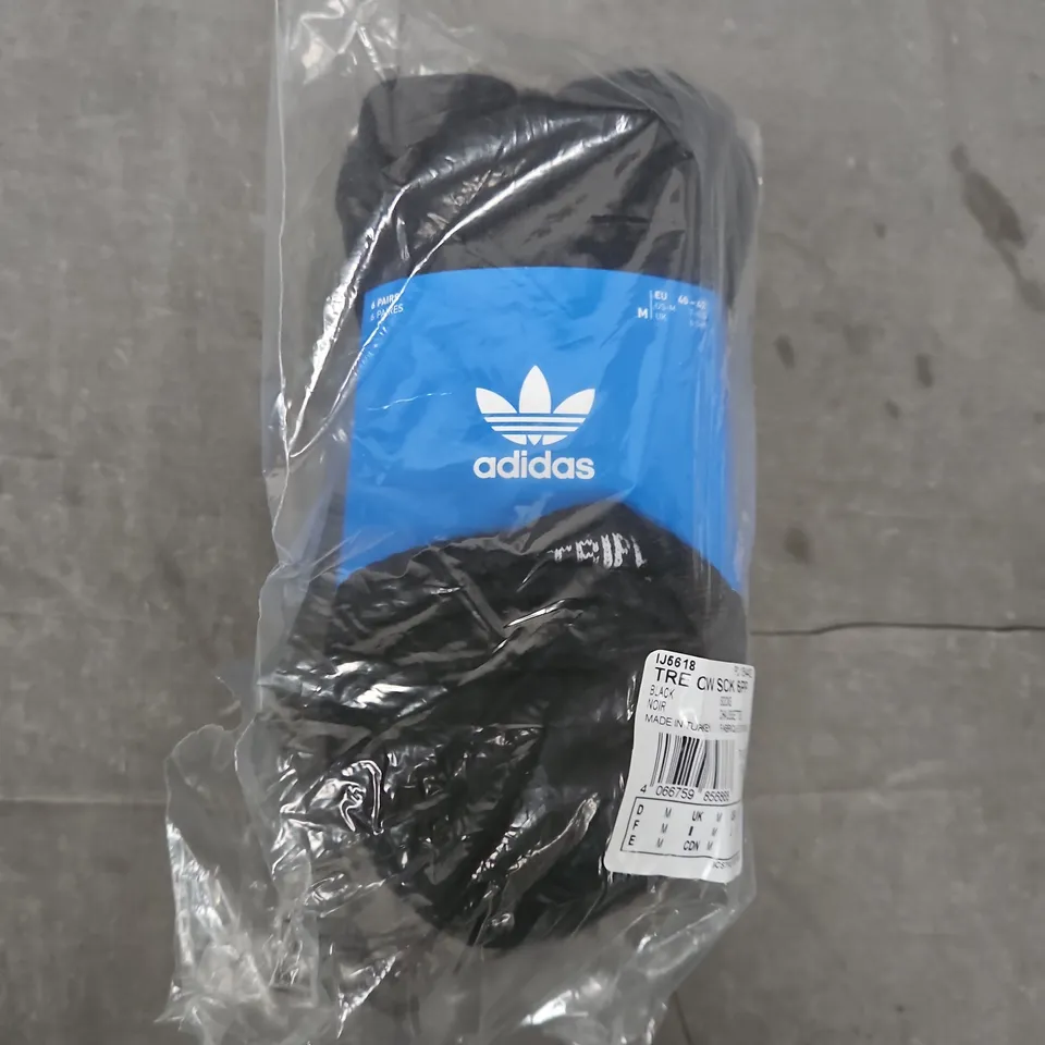 ADIDAS CREW SOCKS 6 PACK – BLACK, UK SIZE M