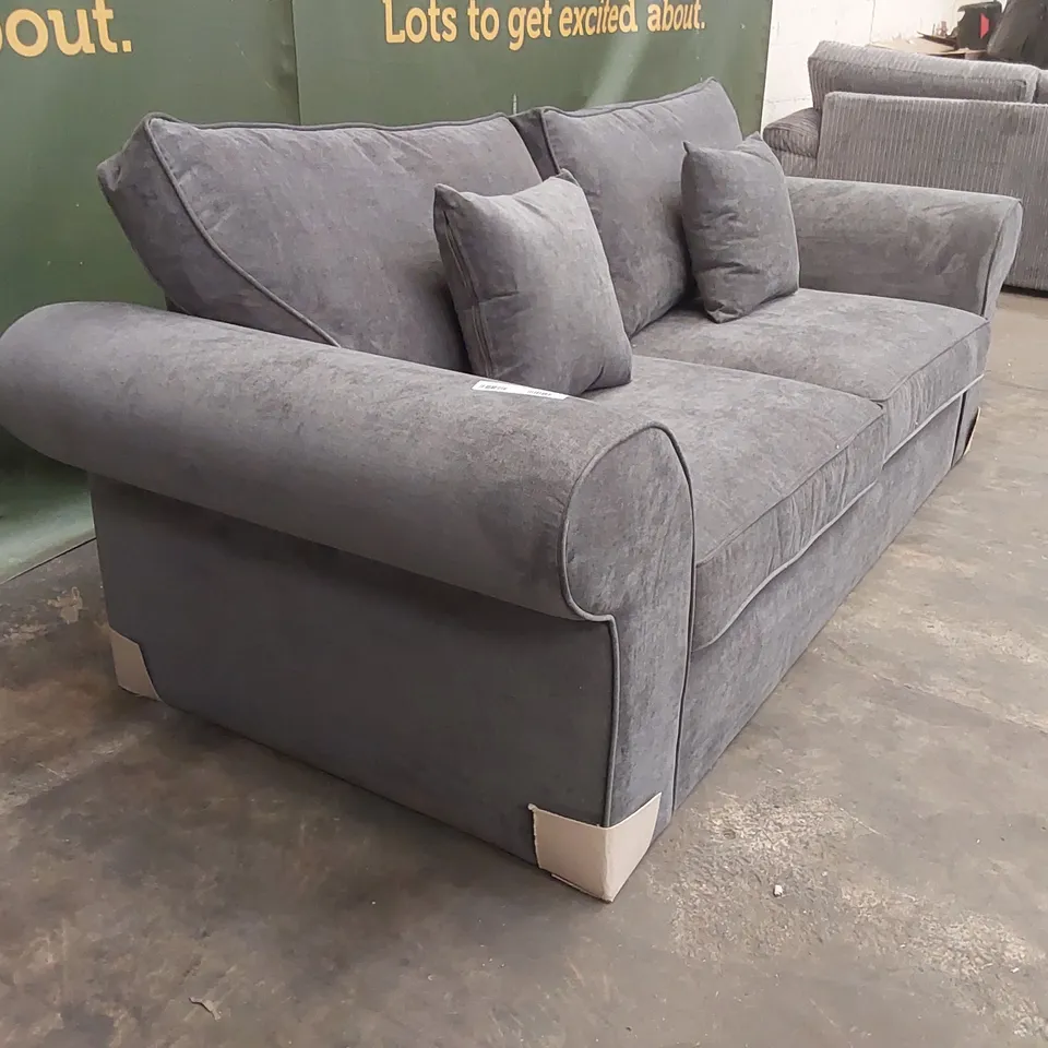 QUALITY DESIGNER BEATRICE 3 SEATER FABRIC SOFA - CHARCOAL 