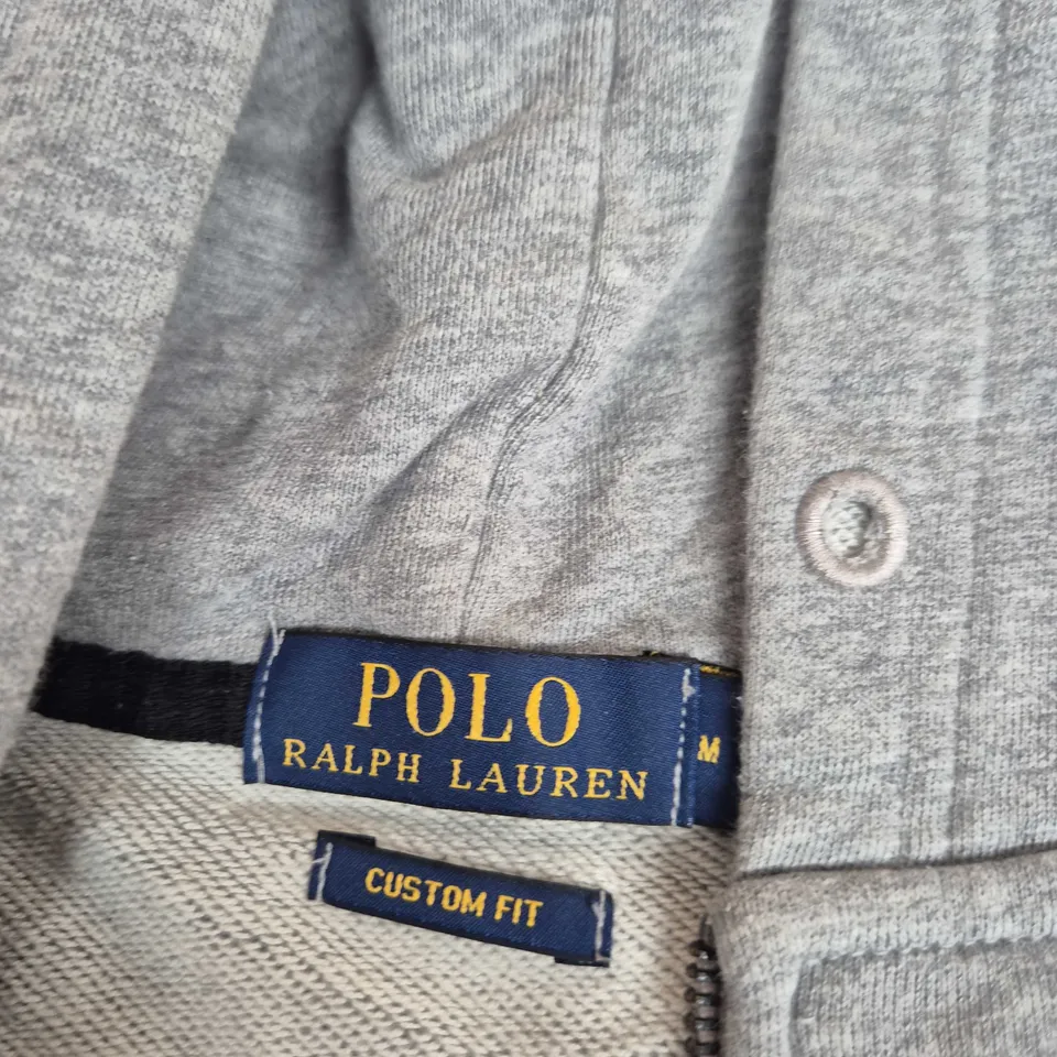 POLO RALPH LAUREN CUSTOM FIT ZIP HOODIE, LIGHT GREY, MEN'S SIZE M