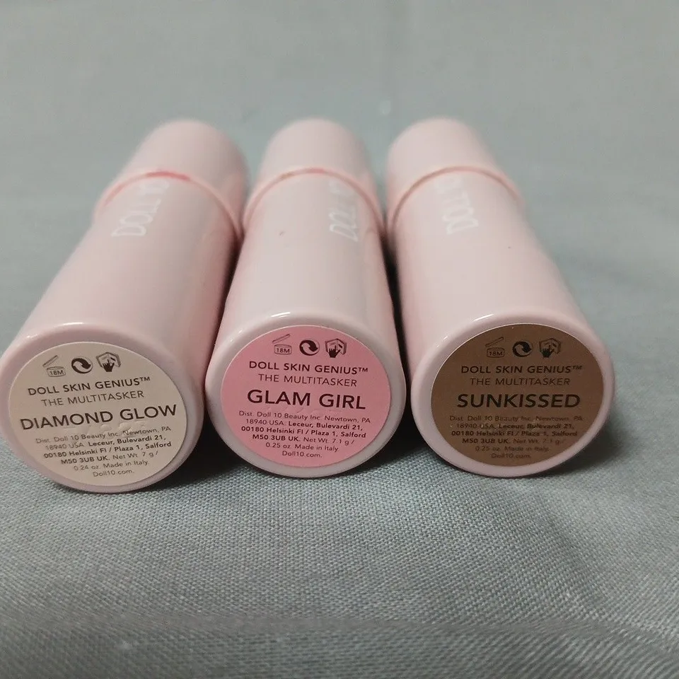 9 DOLL SKIN GENIUS THE MULTITASKER LIPSTICKS – DIAMOND GLOW, GLAM GIRL & SUNKISSED