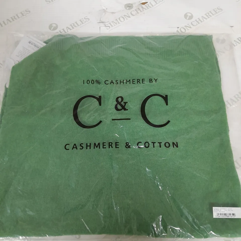 SEALED CASHMERE & COTTON CLASSIC GREEN SCARF
