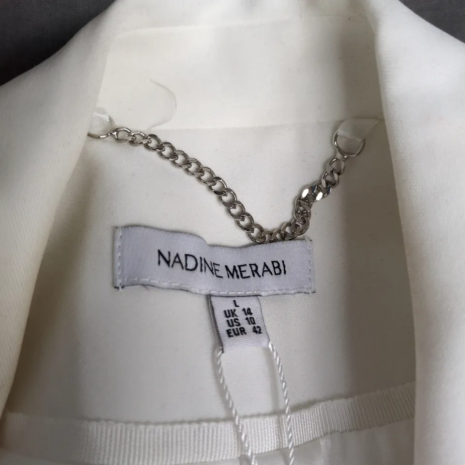 NADINE MERABI WHITE SEQUINNED BLAZER, UK 14