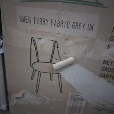 BOXED DINING CHAIR GREY FABRIC
