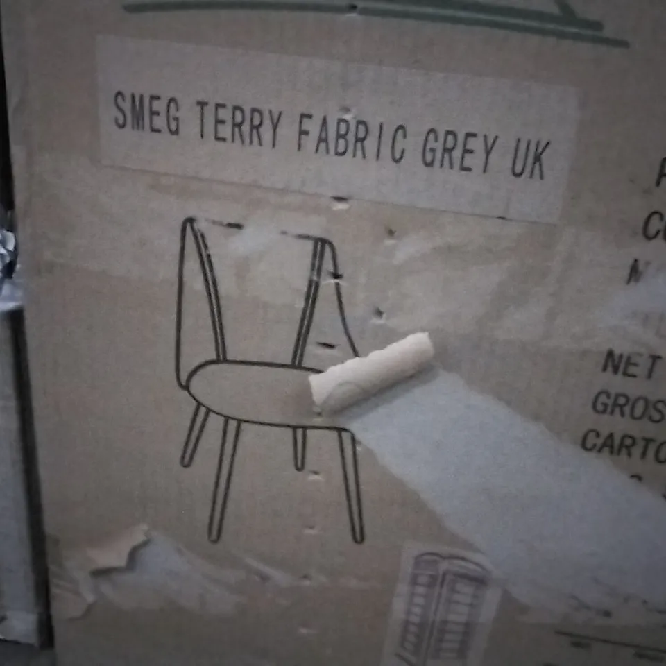 BOXED DINING CHAIR GREY FABRIC